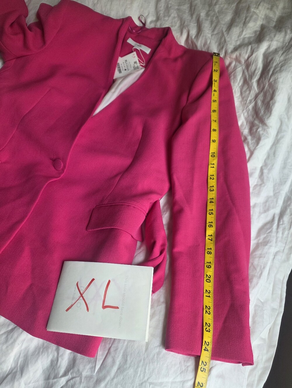 Zara Shoulder Pad Blazer With Buckle Belt Fuschia Bnwt - Picture 14 of 16